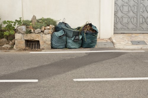 Sustainable construction site with waste management equipment