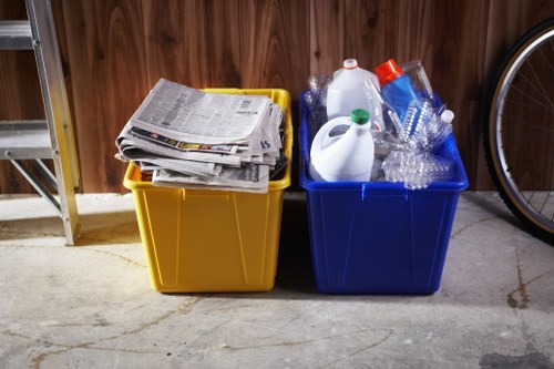 Construction waste and recycling containers in Dalston